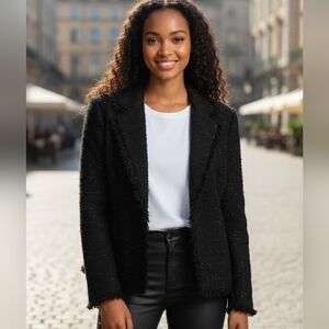 NIPON BOUTIQUE NOUVEAU EVENING TWEED METALLIC JACKET, BLACK